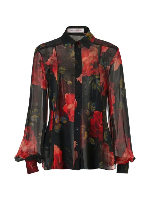 Carolina Herrera rose-print chiffon shirt Black S2611N209SMF