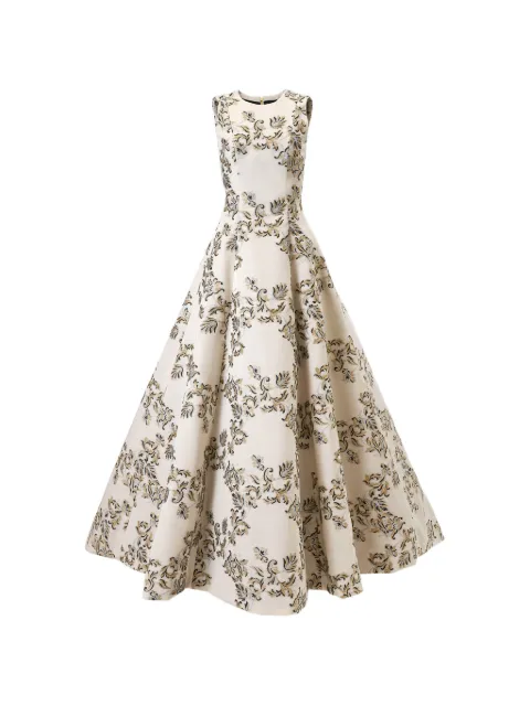 Carolina Herrera lurex trellis jacquard ball gown Neutrals S2611N719LTC