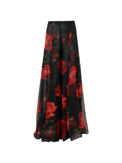 Carolina Herrera rose-print extra-wide-leg iris pants Black S2611N406SMF