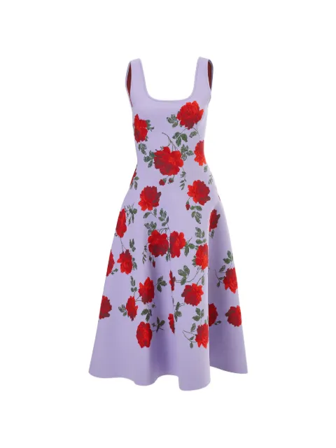 Carolina Herrera rose jacquard fit-and-flare dress Purple S2612N501VPJ