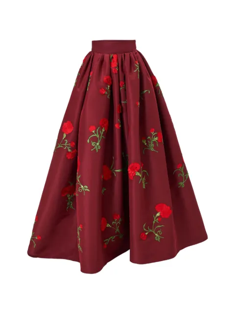 Carolina Herrera carnation-embroidered ball skirt Red S2611E312SFA