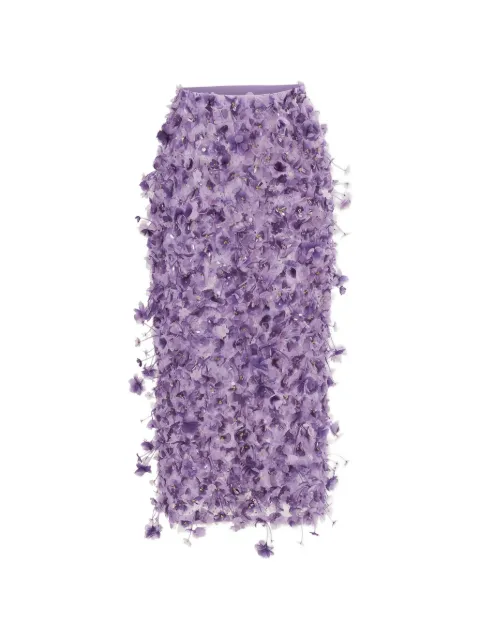 Carolina Herrera violet-embroidered pencil skirt Purple S2611E314SOR