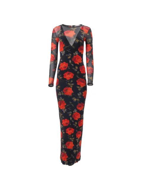 Carolina Herrera rose-print mesh midi dress Black S2612N504KMP