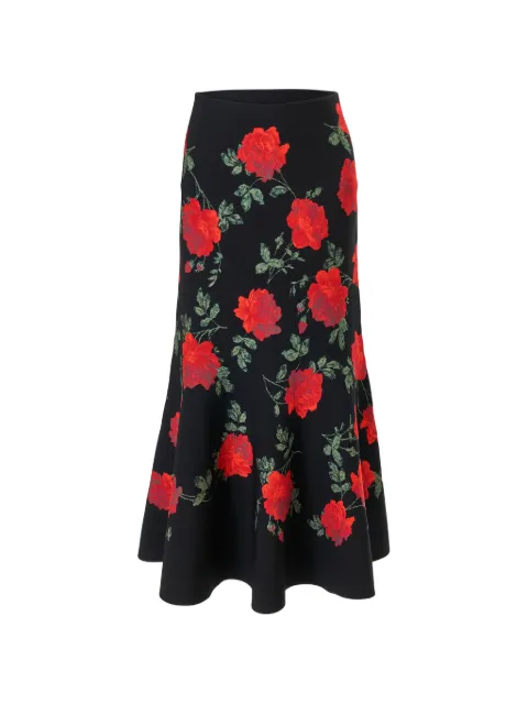 Carolina Herrera rose jacquard Trumpet skirt Black S2612N301VPJ