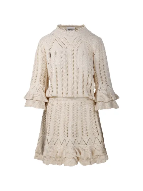 MARANT ÉTOILE Norma ruffled knitted mini dress Neutrals O1024FAD1L04E