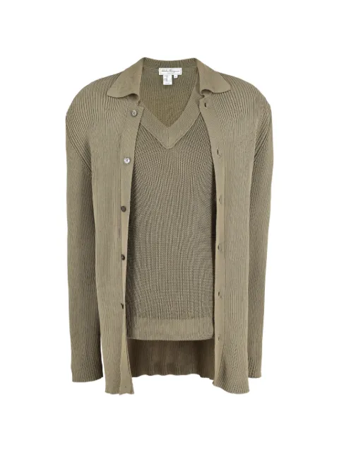 Ferragamo Pre-Owned ribbed sweater cardigan set Green WCV112515
