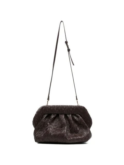 Themoirè Bios gathered leather clutch bag Brown 261WTMB00OOAA