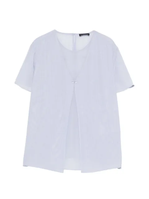 Emporio Armani round-neck button-detail blouse Purple EW003333AF10209