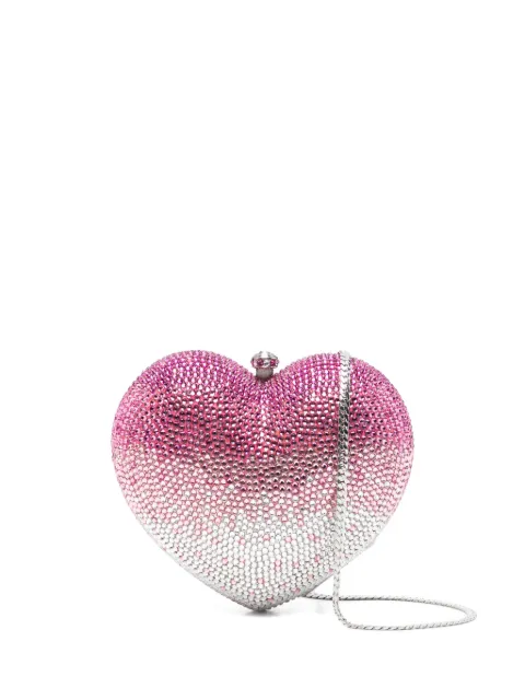 San Blas heart embellished clutch bag Pink HEART