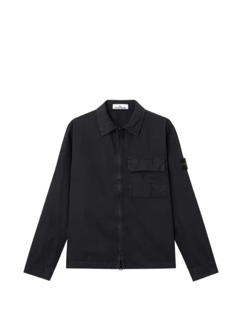 Stone Island logo-patch flap-pocket zipped overshirt Black L1S151200008S00WN