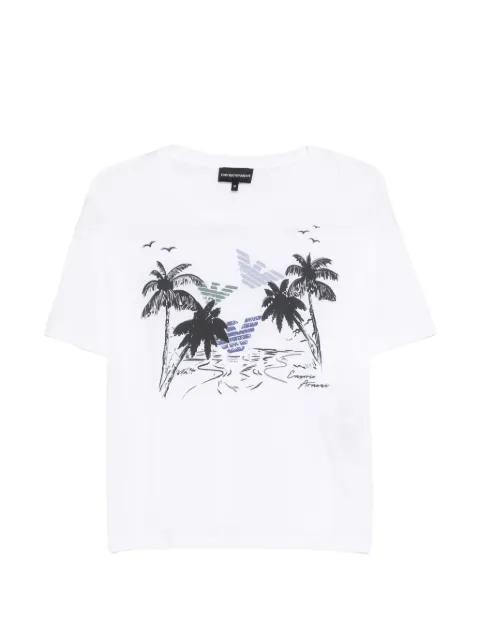 Emporio Armani palm tree printed T-shirt White EW004393AF24695