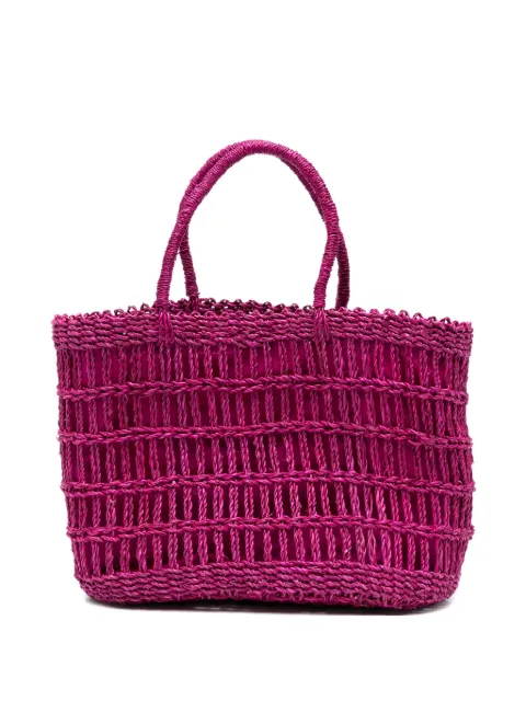 Niu medium woven design tote bag Pink SS26D01X021