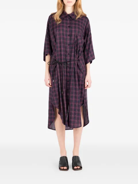 Société Anonyme checked tie waist midi dress Blue LOTUSSA18W98CN100