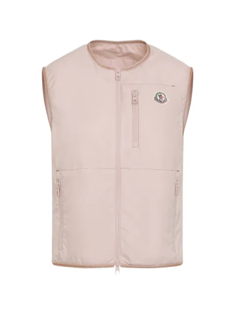 Moncler zip logo patch gilet Pink L10931A0015053A5E