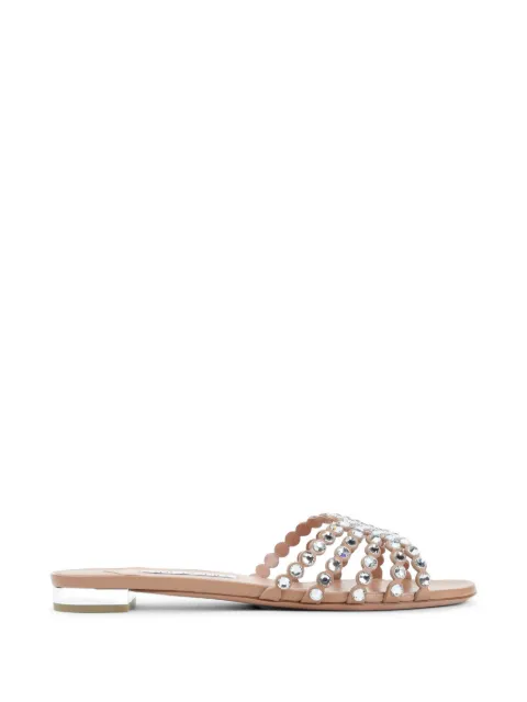 Aquazzura Tequila crystal-embellished sandals Neutrals TQLFLAS3NAPPWP
