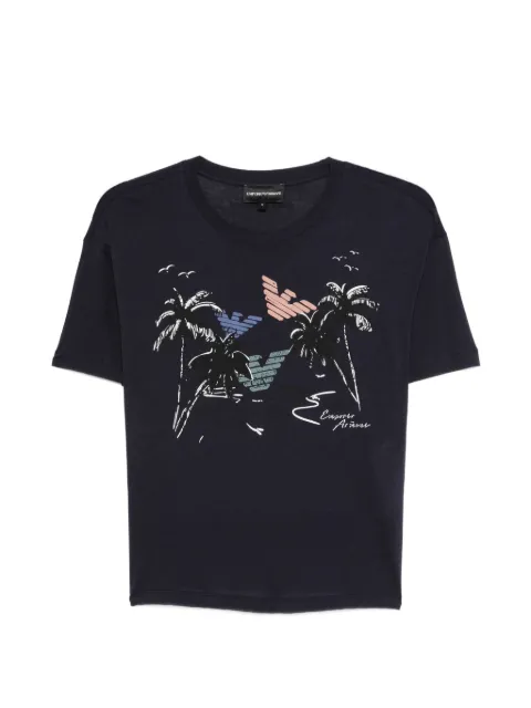 Emporio Armani graphic-print T-shirt Blue EW004393AF24695