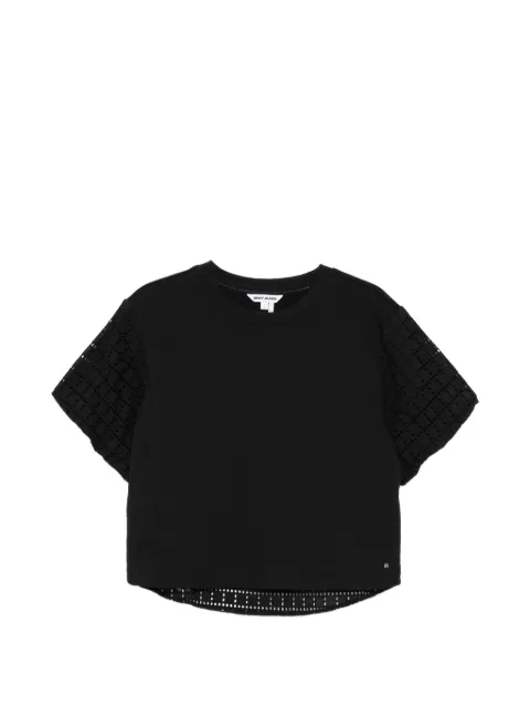 DKNY openwork sleeve T-shirt Black DJ6T1731