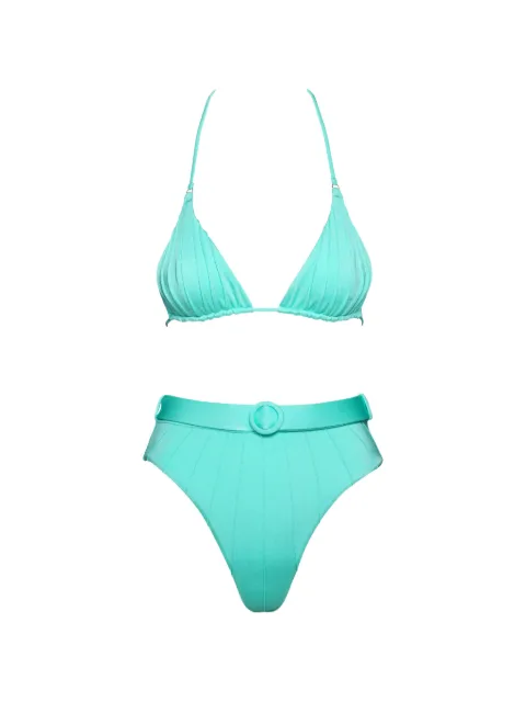 Noire Swimwear belted pleated bikini Blue NSW485TURQUISE