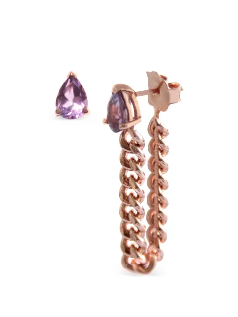 NORMA JEWELLERY Amethyst pear-cut drop chain earrings Pink AMETHYSTPEARDROPEARRINGSROSEGOLD
