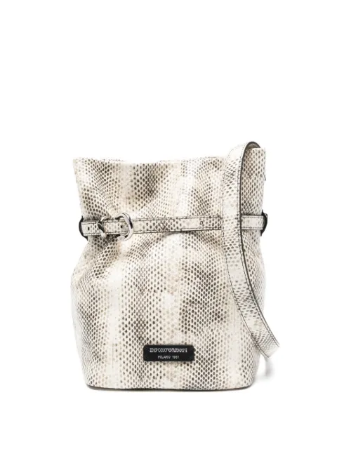 Emporio Armani snake-effect leather bucket bag Neutrals EW004697AF24850
