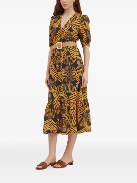 La Petite Française Racine V-neck abstract-print maxi dress Yellow PFRACINE