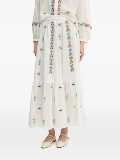 La Petite Française Jamal embroidered tiered maxi skirt White PFJAMAL