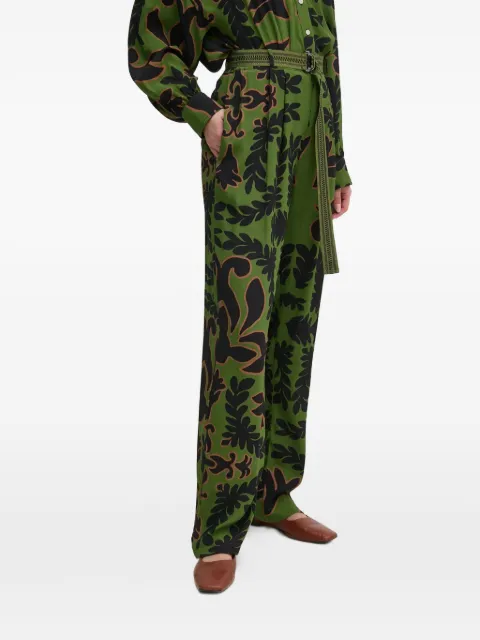 La Petite Française Ponctuel floral-print belted trousers Green PFPONCTUEL