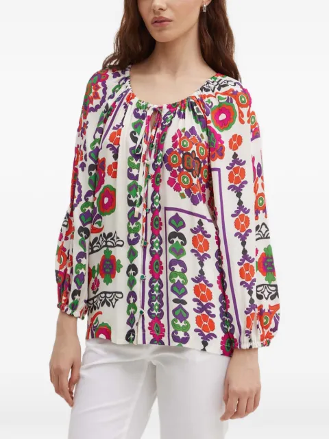 La Petite Française Bonbon floral tie-neck top White PFBONBON
