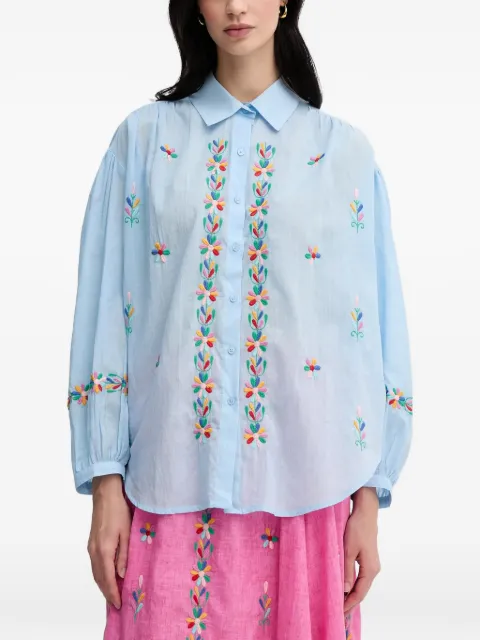 La Petite Française Chen embroidered button shirt Blue PFCHEN