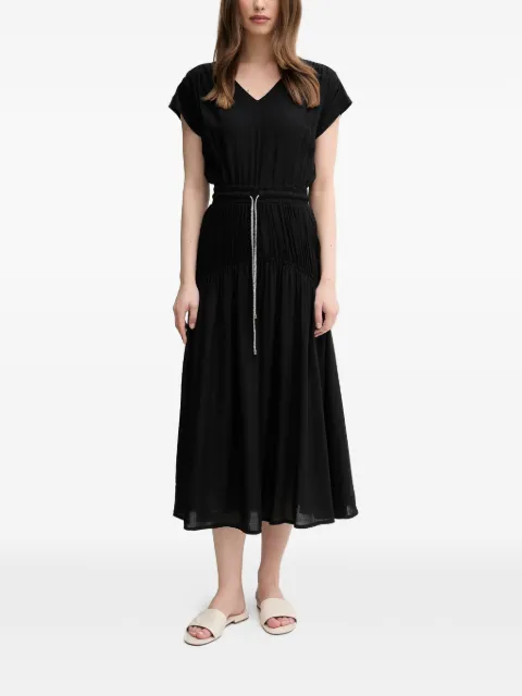 La Petite Française Rayan V-neck tie-detail midi dress Black PFRAYAN