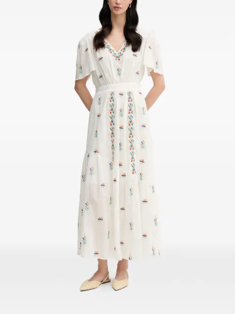 La Petite Française Rachele embroidered V-neck maxi dress Neutrals PFRACHELE
