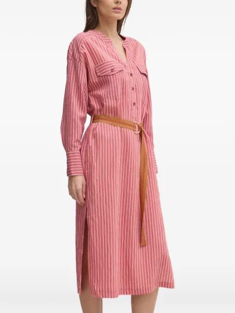 La Petite Française Reda striped chest-pocket midi shirt dress Pink PFREDA
