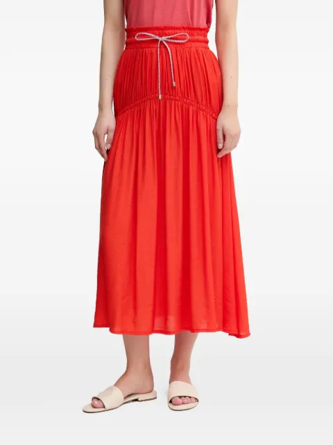 La Petite Française Josette drawstring gathered maxi skirt Red PFJOSETTE