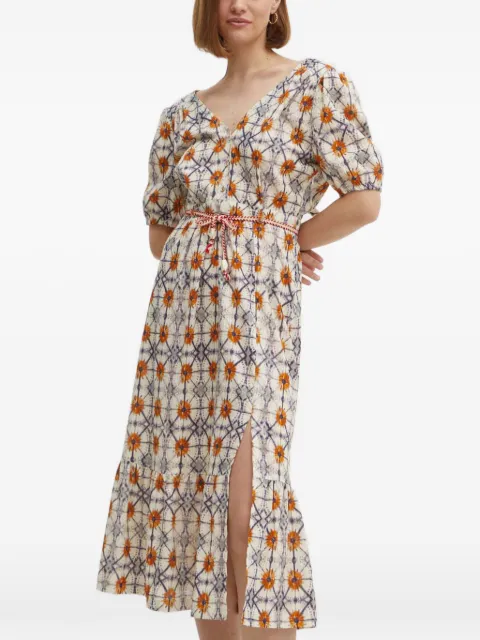 La Petite Française Reconfort printed tie midi dress Neutrals PFRECONFORT
