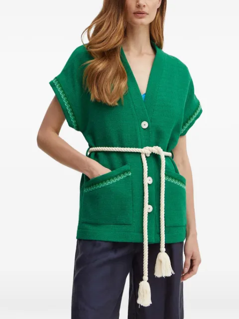 La Petite Française Verdict rope-belt V-neck cardigan Green PFVERDICT
