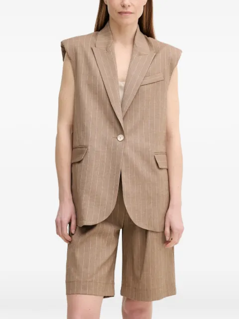 La Petite Française Valmy pinstripe single-breasted waistcoat Neutrals PFVALMY