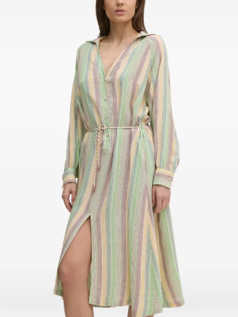 La Petite Française Riva striped tie-waist dress Green PFRIVA