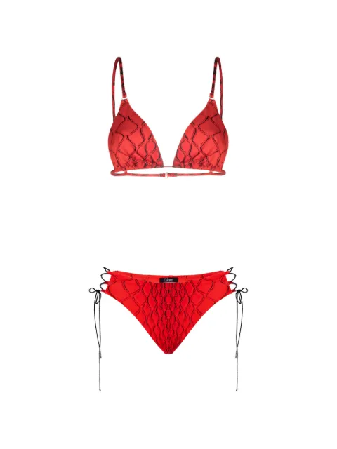 Noire Swimwear Red Snake tie-side bikini Red NSW477REDSNAKE
