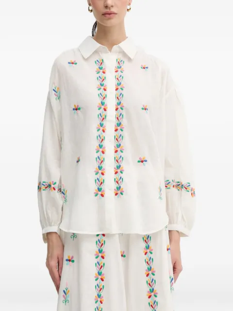 La Petite Française Chen embroidered shirt Neutrals PFCHEN