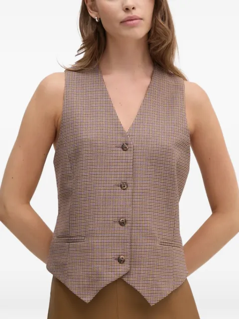 La Petite Française Gratifiant houndstooth V-neck waistcoat Brown PFGRATIFIANT