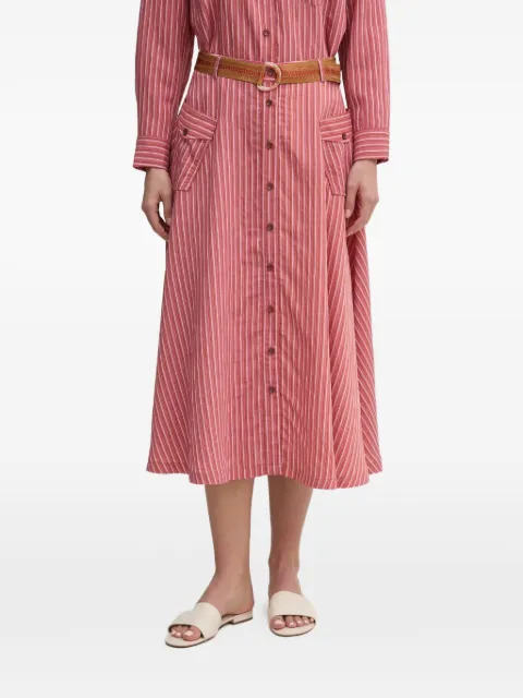 La Petite Française Joyce striped belted midi skirt Red PFJOYCE
