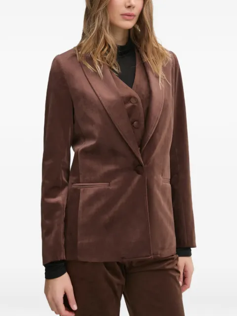 La Petite Française Vacarme single-breasted velvet blazer Brown PFVACARME