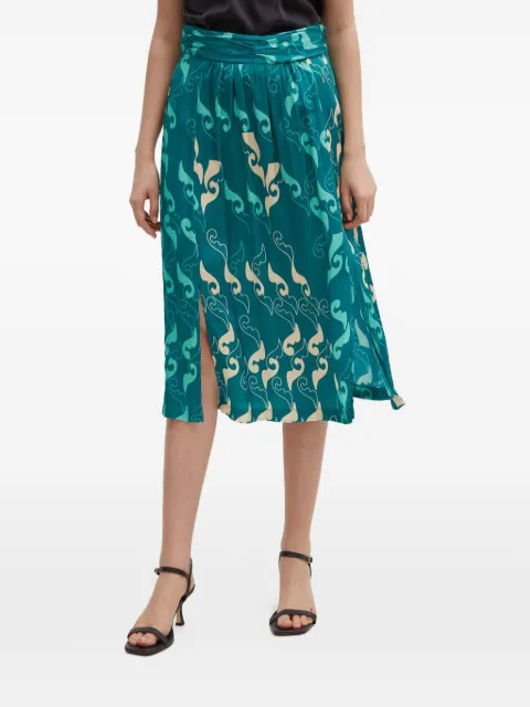 La Petite Française Judo printed split midi skirt Green PFJUDO