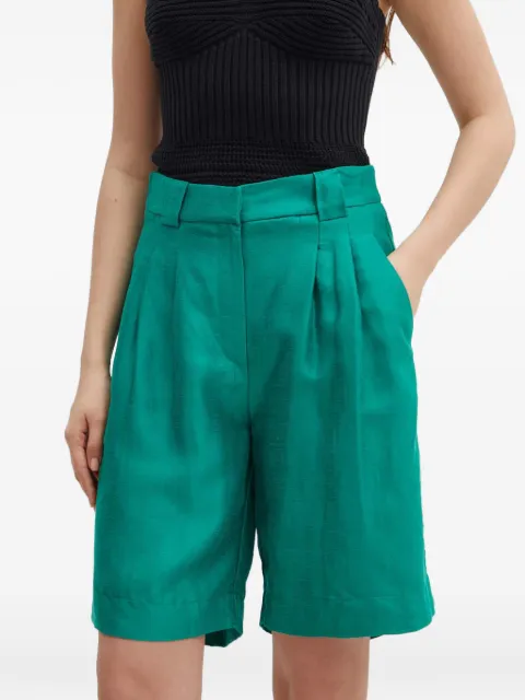 La Petite Française Savoureux pleated tailored shorts Green PFSAVOUREUX