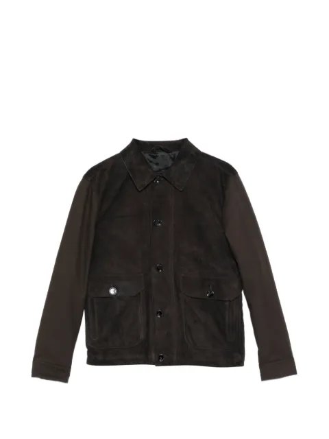 Brioni collared leather jacket Brown PLCR0LPD709