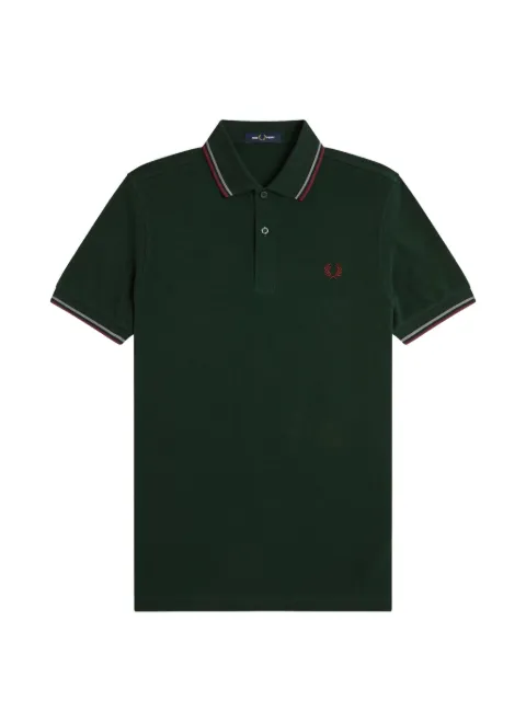 Fred Perry striped-trim polo shirt Green FPM3600P5785A