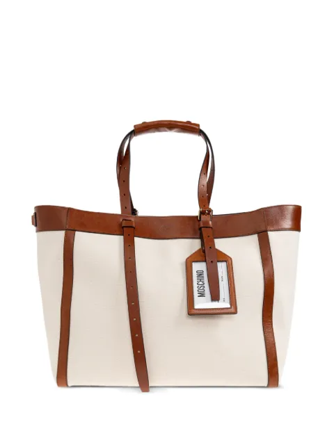 Moschino Trimmed tag tote bag Neutrals MD4077PP0OFO9