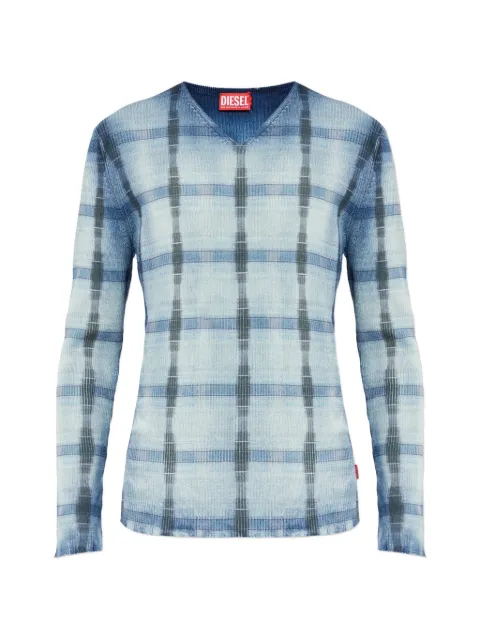 Diesel K-Egons checked V-neck T-shirt Blue A225910EGED