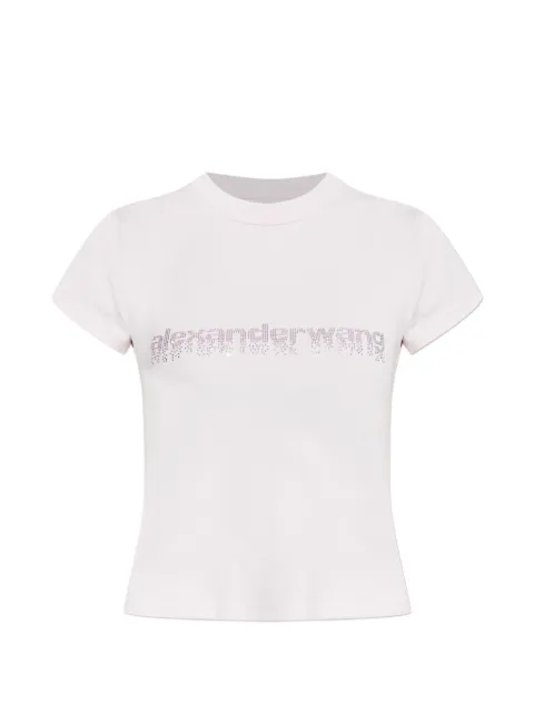 Alexander Wang crystal logo cotton T-shirt Pink 1CC1261209
