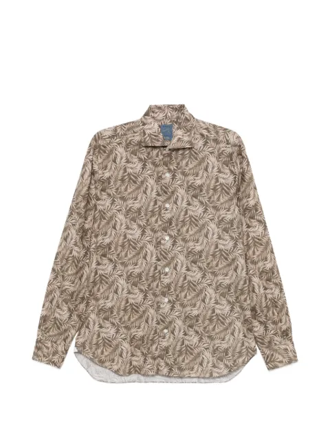 Barba leaf-print shirt Brown LIU13P0154054U